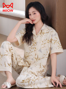 MiiOW | Cotton Summer Pajama Set Thin Short Sleeve Long Pants