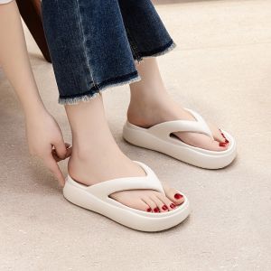 รองเท้าแตะส้นหนาแบบสวมสำหรับผู้หญิงในช่วงฤดูร้อน สวมใส่สบาย พื้นรองเท้า EVA ทรงลำลอง รองเท้าแตะแบบเปิดหัว รองเท้าแตะชายหาด