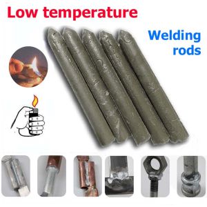 10pcs Powder Cored Aluminum Welding Rods Easy Melt Soldering Wire Bar Stick No Need Solder Weld Tools Low Temperature Cored Electrode Vacuum Welding Rods Flux Copper