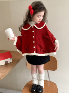 Princess Style Knitted Batwing Coat for Girls Spring Autumn New Fashion Baby Girls Poncho Outerwear Comfortable Cotton Lined