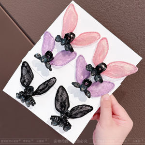 Princess Style Rabbit Ear Butterfly Knot Hair Clip Little Girl Lace Hair Accessories Non-Damaging Side Clip Childrens Fashion