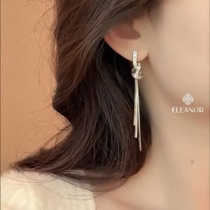 Bông tai nữ chuôi bạc 925 Eleanor Accessories khuyên tai dáng dài tua rua phụ kiện trang sức  8618