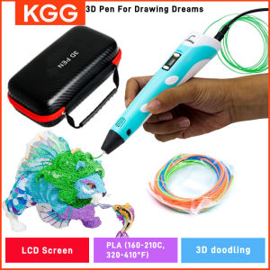 3D Printing Pen 9/50/100/200M PLA Filament LED Display With Travel PU Case DIY Drawing Pens Stimulate Creativity Kids Boys Toys