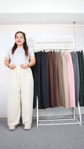 กางเกงขายาวสาวอวบ 9ส่วน ทรงขาระบอกใหญ่ พิมพ์ลายสุนัข ผ้าไหมเทียม เนื้อผ้านิ่ม ดีไซน์ทรงสวย แมทช์ง่าย pb9886#