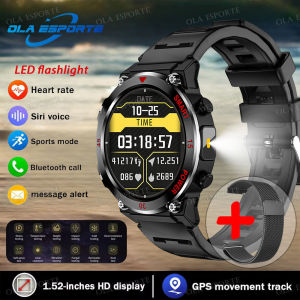 2025 NEW Outdoor Military Sports Waterproof Smart Watch Health Monitoring GPS Tracker Bluetooth Call LED Flashlight Smartwatch