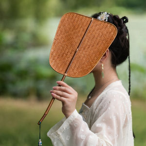 Retro Chinese Style Handwoven Bamboo Fan Creative Summer Handheld Oscillating Fan Court Fan Festive Banana Leaf Design