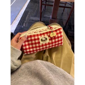 Túi Đựng Bút Chì KT Cat Dễ Thương Túi Đựng Bút Chì Bằng Vải Polyester Túi Đựng Bút Chì Họa Tiết Kẻ Caro Phong Cách Mới Dành Cho Nữ