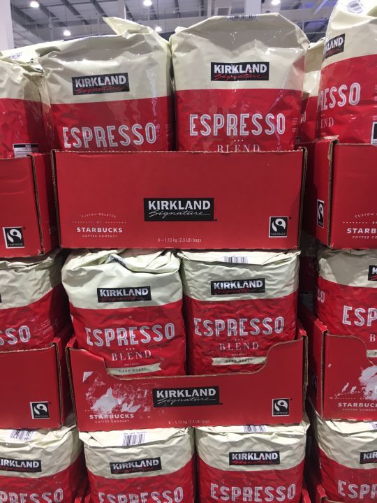 กาแฟชนิดเม็ด Kirkland Signature Dark Roast Espresso Blend by Starbucks