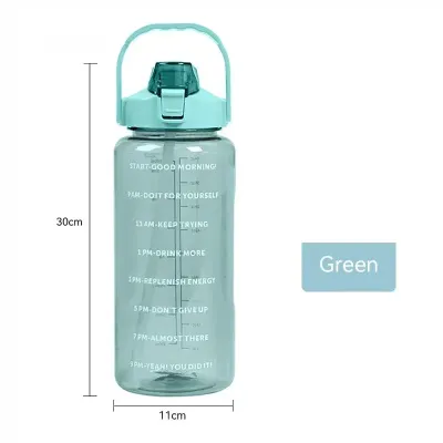 2L Sports Water Bottle with Straw Portable Large Capacity Water bottles Fitness Bike Cup Summer Cold Water Jug with Time Marker