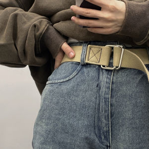 เข็มขัดผ้าใบ 2 วงแหวน สำหรับเยาวชน ผู้ชาย ผู้หญิง วัยรุ่น นักเรียน บุคลิกภาพ หลากหลาย ลำลอง แฟชั่น เข็มขัด