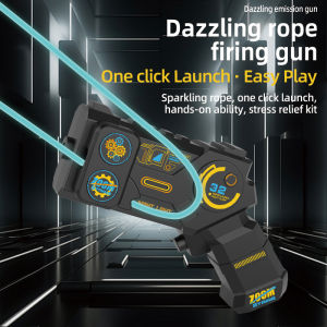 Luminous String Rope Launcher Glow in the Dark Handheld Stress Relief Toy for Kids One-Click Launch Interactive Party Gift