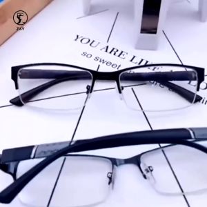 🔥Cc.👍 Reading Glasses Men Half-frame Glasses Business Male Eyeglasses For Old People Titanium Alloy Retro Hyperopia Anti Blue Light Glasses 0 +100 +150 +200 +250 +300 +350 +400