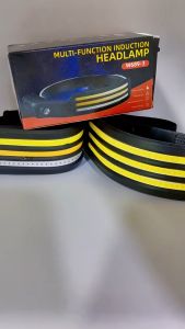 Senter Kepala 3 Strip Dengan Sensor Lampu Depan LED COB | Lampu Kepala Cas Tahan Air USB Isi Ulang 5 Mode Pencahayaan untuk Outdoor Tahan Air Super Terang