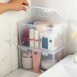 Large Clear Plastic Storage Box - Stackable for Office Supplies/Files Ideal for Home/School/Office Rectangular Visible Design