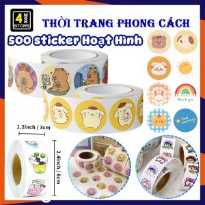 Cuộn 500 Sticker Dán Khen Thưởng Hoạt Hình Dễ Thương - Tem Dán Sticker Gói Hàng Quà Tặng Nhiều Mẫu - Nhãn Dán Niệm Phong Thiệp Ngộ Nghĩnh