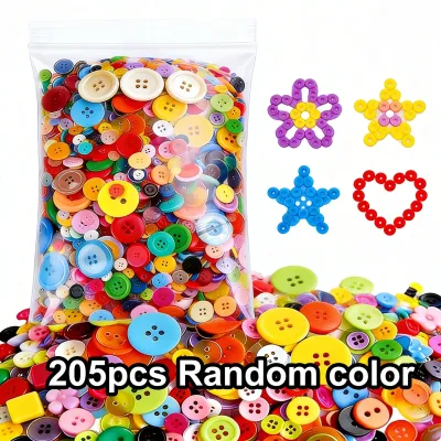 205Pcs Assorted Sizes Resin Buttons - 0.7-2.5cm Multicolor Round Craft Buttons Bulk Sewing Supplies for DIY ProjectsZSY
