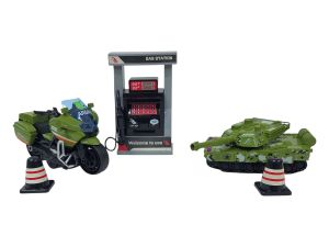 Battery-Operated Gas Station Play Set with Friction Motorcycle & Tank Toy | Interactive Fuel Pump Playset for Kids ☆