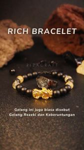 Gelang Aesthetic Pria & Wanita: Tali Serut Batu Kristal Alam, Akik Hitam Black Onyx, Citrine Citrin Asli