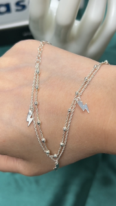 MILLENNE Millennia 2000 Ball and Lightning Silver Anklet with 925 Sterling Silver