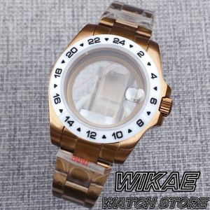 10ATM Bronze 40.5mm Watch Case Sapphire Glass Ceramic Bezel Fit NH34NH35Mingzhu Miyota ETA PT5000 Movement Watch Glide Bracelet