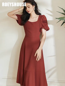Đầm Xòe Cam Đất Tay Phồng Sang Trọng Từng Ánh Nhìn Nữ Tính Tuyệt Đối