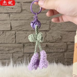 Handmade Blue Witch Mini Bouquet Keychain Crochet Needlework YSK Handheld Flower Gift Creative Festival Supplies
