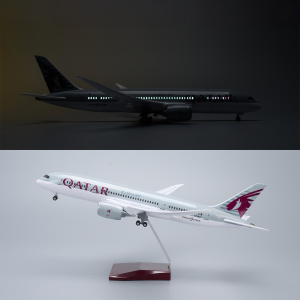 43cm Large Scale Qatar Airways B787 Diecast Resin Airplane Model Kit with Landing Gear Wheel For Display Collection or Gift