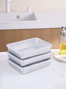 4Pcs 304 Stainless Steel Storage Box Kitchen Fresh-keeping Box with Lid Refrigerator Fruit Container