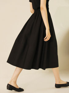 Váy Đen Mini Cạp Cao Phong Cách Hepburn Thời Trang Hàn Quốc Váy Midi Chữ a Xếp Ly Mùa Xuân Cho Nữ