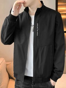 ROMON | Lormen Mens Stand Collar Jacket Short Casual Outdoor Fashionable Windproof Workwear Coat Spring Autumn New Style Polyester Fiber