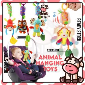 Moo Baby Baby Stroller Hanging Toy Plush Animal Rattle Bell Crib Cot Hanging Toy Teether for Infants