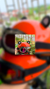 Mũ bảo hiểm Phượt nửa đầu haly 1/2 màu Cam kèm phụ kiện xinh xắn