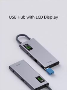 Hagibis | Hagibis USB C Hub With LCD Display Type C Multiport Adapter 4K HDMI-Compatible 100W PD Gigabit Ethernet For Macbook Pro iPad HP