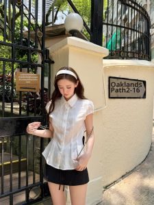 OIOI ESSE | Áo Sơ Mi Phong Cách Pháp Dây Nịch Cổ Đèn Cù TENCEL Pha Gai