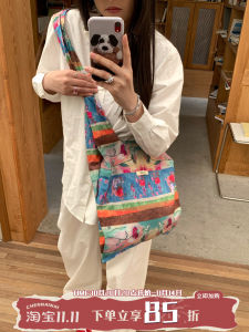 กระเป๋าผ้าใบลายดอกไม้สไตล์เกาหลีขนาดใหญ่ กระเป๋าสะพายข้างผ้าใบแบบสะพายข้างแบบลำลองสำหรับวัยรุ่น กระเป๋าสะพายข้างแบบสะพายข้างแบบลำลอง