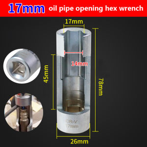 YEGBONG | 17/19mm Fuel Injector Pipe Hexagonal Opening Removal Sleeve Oxygen Sensor Wrench Pipe Sleeve Workshop Equipment Hand Tool