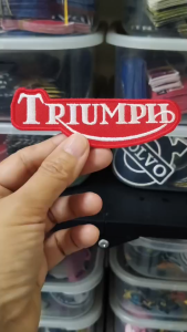 ตัวรีด ตัวรีดติดเสื้อ อาร์ม อาร์มติดเสื้อ โลโก้ ตรา ยี่ห้อ มอเตอร์ไซค์ Triumph Iron on Patch Motorcycle ไทรอัมพ์ ไทรอั้มพ์ ตกแต่งเสื้อผ้า Sticker DIY สติ๊กเกอร์ Bigbike Racing