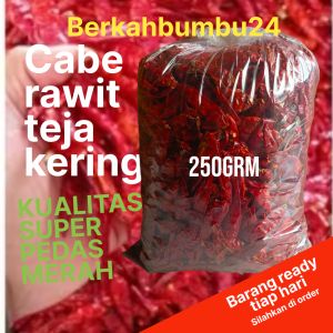 kemasan ( 250grm ) CABE RAWIT TEJA CAPLAK KERING KUALITAS SUPER PEDAS tanpa tangkai