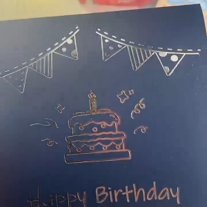Creative 3D Happy Birthday Card with Envelope Pop Up Musical Light Greeting 4F Layer Birthday Gift