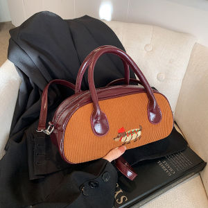 กระเป๋าถือผ้าคอร์ดูรอยสำหรับผู้หญิงในฤดูใบไม้ร่วงปี 2024 กระเป๋าสะพายไหล่ข้างเดียวสไตล์วินเทจแบบอเนกประสงค์สำหรับเดินทาง กระเป๋าสะพายข้าง