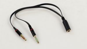 Splitter Audio Jack Female ke Dual 3.5mm Male (Mic+Hear)