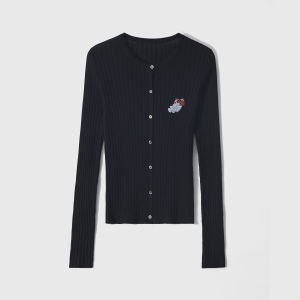 Xiao Han Ge Gentle Wind Fine Sensation Woolen Sweater 16 Needle 60/2 Slim Fit Striped Knitted Open Cardigan Women Autumn