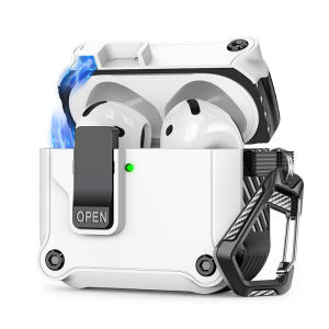 【Secure Lock Clip】Automatic Pop-up Case For AirPods 4 / Pro2 / Pro / 2nd / 1 Full-Body Cover Military Grade Shockproof Hard Protective Casing Wireless Earbud Cases With Keychain