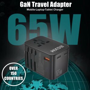 GXM 65W Travel Adapter Fast Charge Type C USB C EU US UK AU Plug Socket Over 150 Countries Universal Travel Power Charger