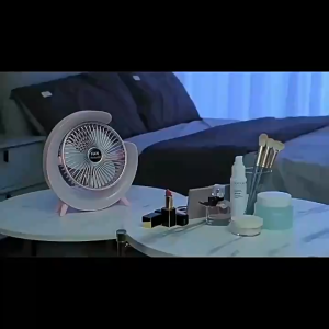 พร้อมส่ง พัดลมโคมไฟตั้งโต๊ะ พร้อมไฟLED5ระดับ พัดลมชาร์จ USB 3IN1 เงียบเสียงต่ำบรรยากาศไฟ พัดลมไร้สาย ใช้งานง่าย