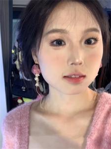 Zoozmini French Style Fairy Tale Pink Tassel Lace Floral Ear Cuffs Lightweight Luxury Unique Exaggerated Holiday Earrings