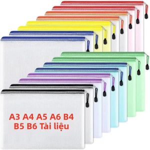 Túi Đựng Tài Liệu Có Khóa Kéo Dạng Lưới Chống Thấm Nước A3/A4/A5/A6 Dùng Làm Cặp Hồ Sơ Đựng Đồ Dùng Học Tập Văn Phòng Phẩm Hộp Bút Túi Đựng Mỹ Phẩm Đồ Trang Điểm