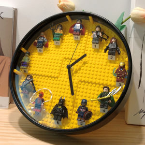 Student  Gift Blocks Wall Clock Childrens room bedroom clock building block wall clock 8 inches compatible with Legao building block miniature wall clock mute creative cartoon wall clock wall decoration boys and girls birthday gifts colle