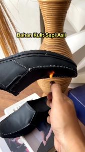 Sandal Slop Pria Bustong Kulit Rajut Moccasin Handmade MVR01