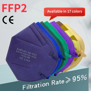 50PCS FFP2 Mask CE Approved Filtering Half Face Mask 5 Layer 17 Color Dust-Proof Anti-PM2.5 Respirator Reusable Protective Masks